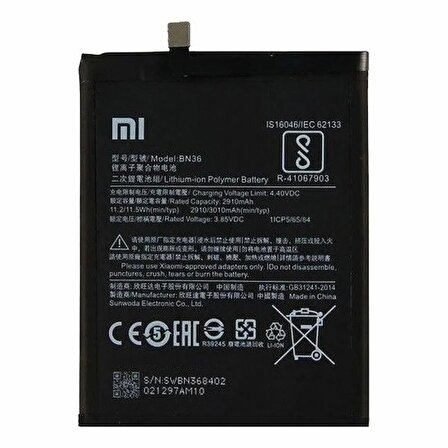 Xiaomi Mi A2 Batarya Xiaomi Mi 6x BN36 Uyumlu Yedek Batarya