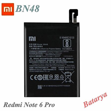 Xiaomi RedMi Note 6 Pro Batarya Xiaomi RedMi BN48 Uyumlu Yedek Batarya