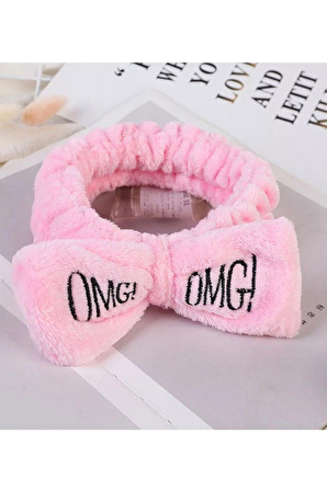 Omg Peluş Bandana Makyaj Spa Saç Bandı Pembe