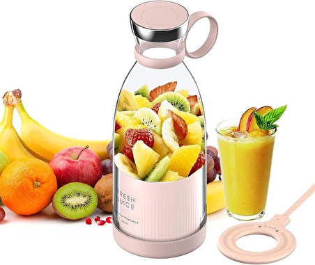 Taşınabilir Mini Hızlı Blender 350ml Meyve Sıkacağı Kupası, Kablosuz Şarjlı, Smoothie Milkshake Suyu Bebek Maması için 4 Bıçaklı