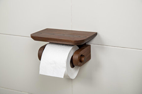 Ahşap Raflı Tuvalet Kağıtlık - dişbudak Thermowood