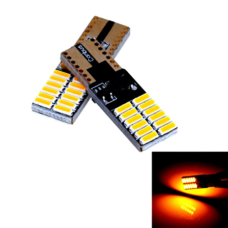 T10 Dipsiz SMD Park Ampulü 24 Ledli – Turuncu