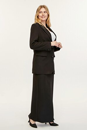 Siyah Kadın Ceket - Etek Oversize Takım
