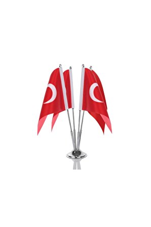 Türk Masa Bayrağı Dörtlü Direkli Takım