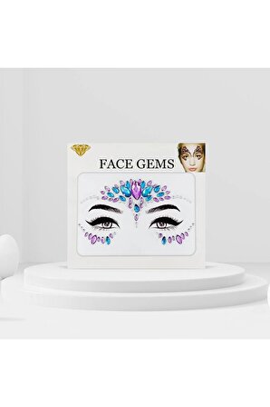 Mermaid Kendinden Yapışkanlı Kristal Yüz Taşı Renkli Face Sticker