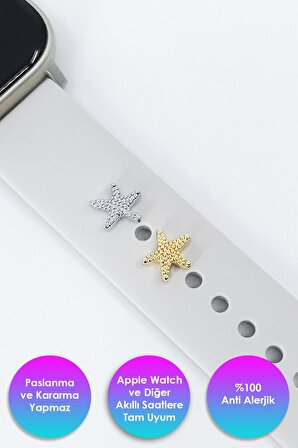 Apple Watch Uyumlu Deniz Yıldızı Figürlü Akıllı Saat Aksesuarı Pin Charm
