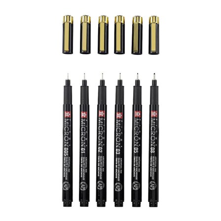 Sakura PİGMA MİCRON Teknik Kalem BLACK & GOLD EDITION SET 6'LI 