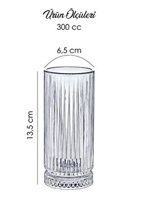 6 Adet Kristal Akrilik Su & Meşrubat- Limonata Bardak Seti 300 Cc Şeffaf (cam Değildir)