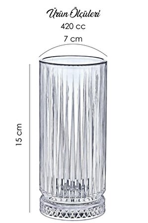 6 Adet Büyük Boy Kristal Akrilik Su & Meşrubat- Limonata Bardak Seti 420cc Şeffaf (cam Değildir