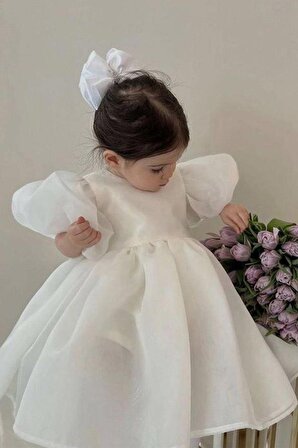 Anne Kız Çocuk Bebek Abiye Karolin Kırık Beyaz Mevlüt Düğün Nikah Elbise (takım fiyat değildir)