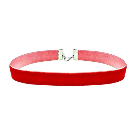 Kırmızı Renk Kadife 1.5 cm Kadın Choker Kolye