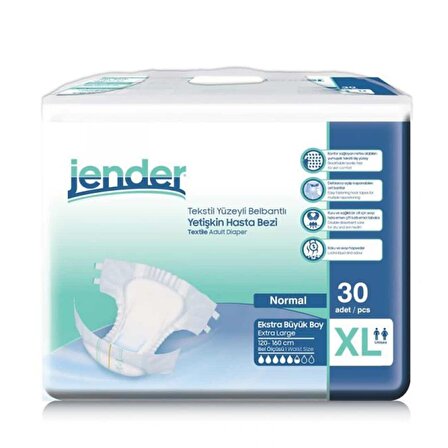 Jender Tekstil Yüzeyli Bel Bantlı Yetişkin Hasta Bezi XLarge 30'lu
