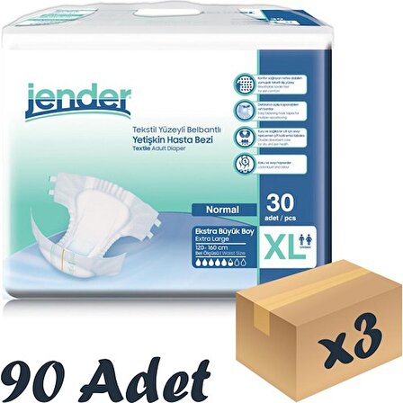 Jender Tekstil Yüzeyli Bel Bantlı Yetişkin Hasta Bezi Xlarge 30'Lu 3 Paket 90 Adet