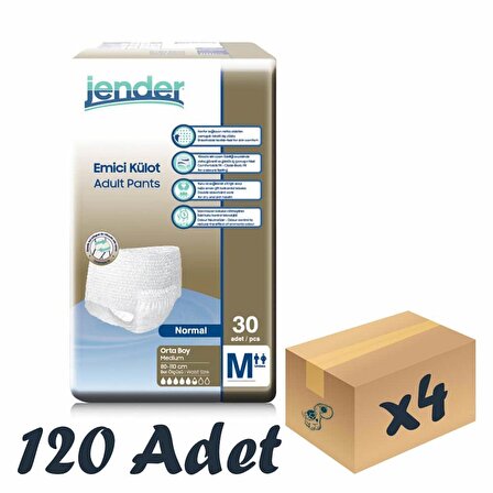 Jender Emici Külot Yetişkin Hasta Bezi M 30’lu 4 Paket 120 Adet