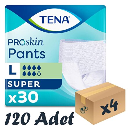 TENA ProSkin Pants Super Emici Külot, Büyük Boy (L), 7 Damla, 30'lu 4 Paket 120 Adet