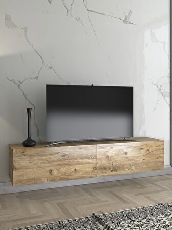 Wood'n Love Toprak 150 Cm Duvara Monte Tv Ünitesi - Atlantik Çam / Siyah