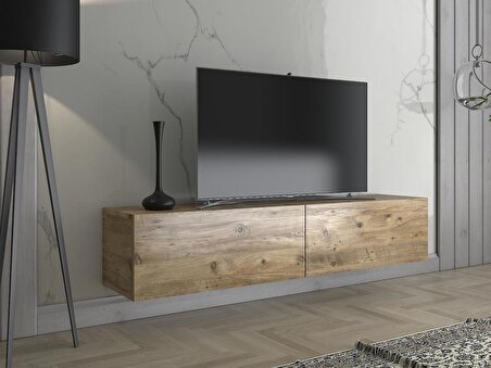 Wood'n Love Toprak 150 Cm Duvara Monte Tv Ünitesi - Atlantik Çam / Siyah