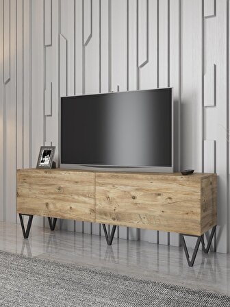 Wood'n Love Emir 150 Cm Metal Ayaklı Tv Ünitesi - Atlantik Çam / Siyah