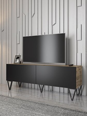 Wood'n Love Emir 150 Cm Metal Ayaklı Tv Ünitesi - Atlantik Çam - Siyah / Siyah