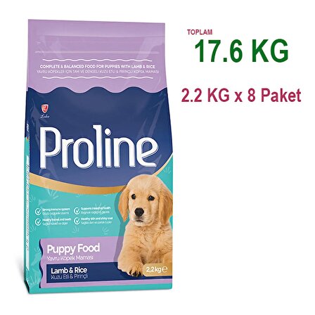 17.6 KG Proline Kuzu Etli Pirinçli Yavru Köpek Maması (2.2 Kg X 8 Paket) Taze Mama
