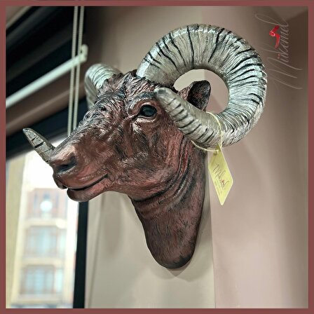 Muflon (nadir hayvan heykeli, vahşi yaratık, Asya koyunu, el yapımı dekor) Mukemel Tasarımları