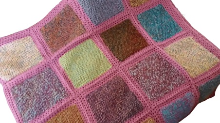 El Örgüsü Tek Kişilik Patchwork Tam Boy Battaniye