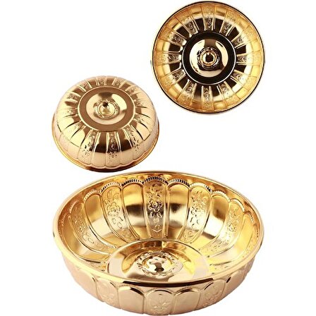 Nostaljik Osmanlı Hanedan Demir Hamam Tası Altın Sarı Renk 20 cm