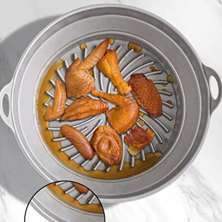 Airfryer Silikon Pişirme Sepeti Büyük Boy Air Fryer Katlanır Yuvarlak Pişirme Sepeti BPA İçermez
