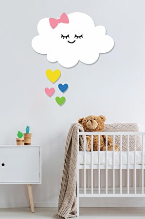 Çocuk Odası Duvar Tablo Sevimli Süs Bulut-kalp