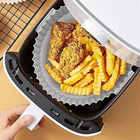 BUFFER® Airfryer Yuvarlak Model Pişirme Matı Vizon ve Yuvarlak Model Pişirme Matı Gri 20 Cm