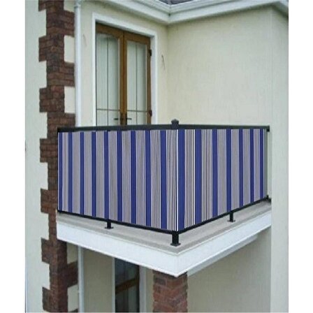 Ceylan Home Balkon Demiri Perdesi Kuş Gözü Mavi İnce 400x80