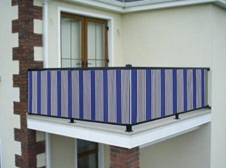 Ceylan Home Balkon Demiri Perdesi Kuş Gözü Mavi İnce 400x80