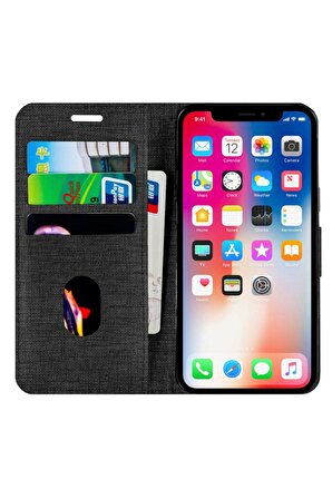 Buway Apple Iphone 12 Kartvizitli Cüzdan Kılıf Siyah