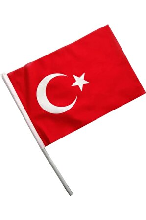 20 Adet Saten Sopalı Türk Bayrağı