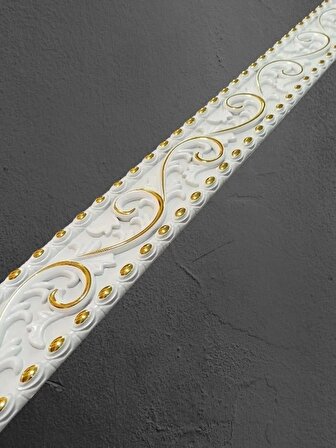 Dekoratif Poliüretan Saray Duvar&tavan Çıta Bordürü -Renk: Beyaz Altın (En:10 CM-BOY:100 Cm)-Duvar Süsü