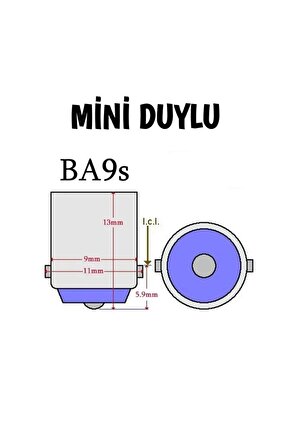 2 Adet Ba9s Led Ampül Mini Duylu Tırnaklı Mercekli 10 Ledli Beyaz(BA15S-BÜYÜK DUYLU DEĞİLDİR)
