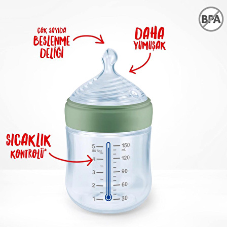 Nuk For Nature Sıcaklık Göstergeli PP Biberon Seti 260ml+150ml(Yenidoğan)