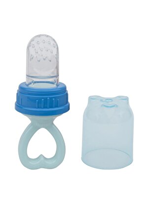 Bebek Beslenme Seti Mavi (Püre Kaşığı + Silikon Meyve Sebze Emziği)