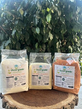 Beferment Organic 3’lü Gıda Seti Bebek tarhanası 500g Bebek irmiği 400 g Tam Pirinç Unu 500 g