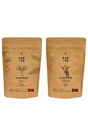 Kenia Aa Top Karigu , Kringaya & Ethiopia Sidamo Filter Coffee 200 G - 2’li Set