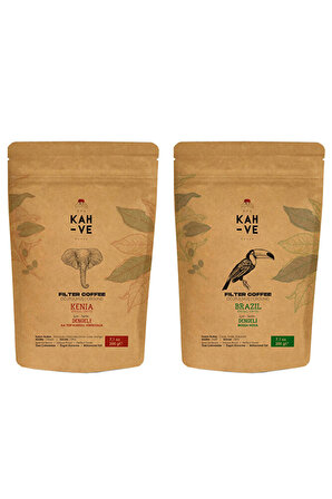 Kenia Aa Top Karigu , Kringaya & Brazil Bossa Nova Filter Coffee 200 G - 2’li Set