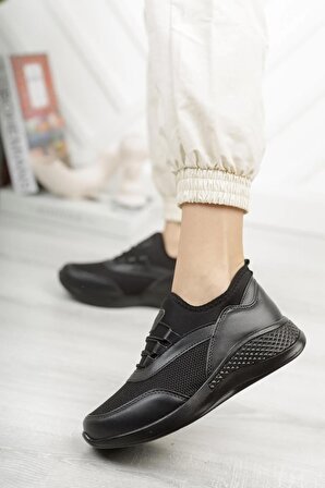 Kadın Siyah Taban Siyah Sneaker Spor Ayakkabı
