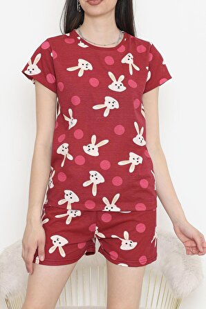 BENSU STORE Şortlu Pijama Takımı Bordo - 390.1287.