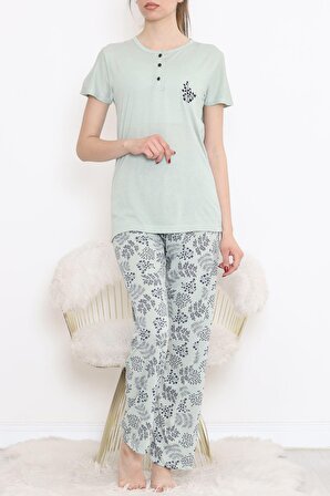Düğmeli Pijama Takımı Mint - 704.1287.