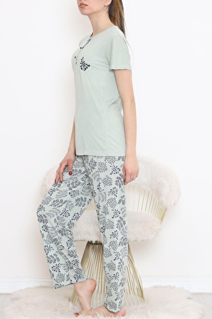 Düğmeli Pijama Takımı Mint - 704.1287.