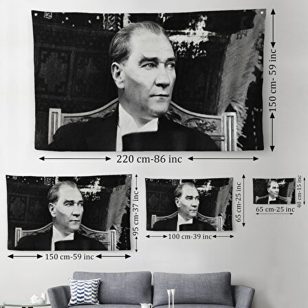Keskin Bakışlı Atatürk Duvar Örtüsü-Halısı-6635 