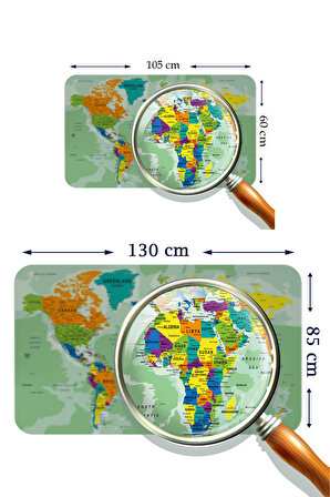 Eğitici Ülke ve Başkent Okyanus Detaylı Atlası Dünya Haritası Kaliteli Duvar Sticker 3835