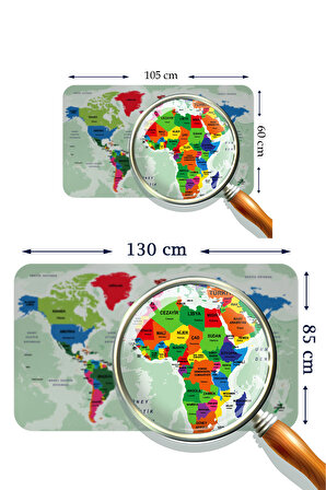 Türkçe Eğitici Ülke ve Başkent Okyanus Detaylı Atlası Dekoratif Dünya Haritası Kaliteli Duvar Sticker 3840