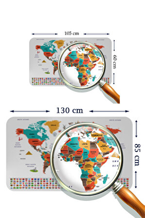 Türkçe Ülke Bayrak lı Eğitici Başkent Detaylı Atlası Dünya Haritası Kaliteli Duvar Sticker 3858