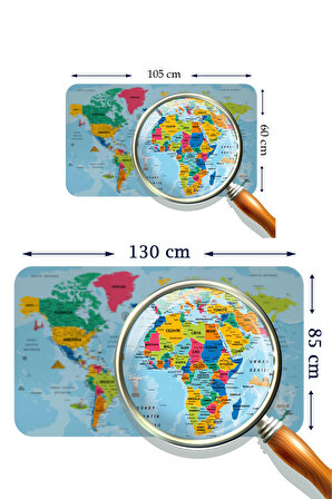 Türkçe Eğitici Ülke ve Başkent Okyanus Detaylı Atlası Dekoratif Dünya Haritası Kaliteli Duvar Sticker 3865